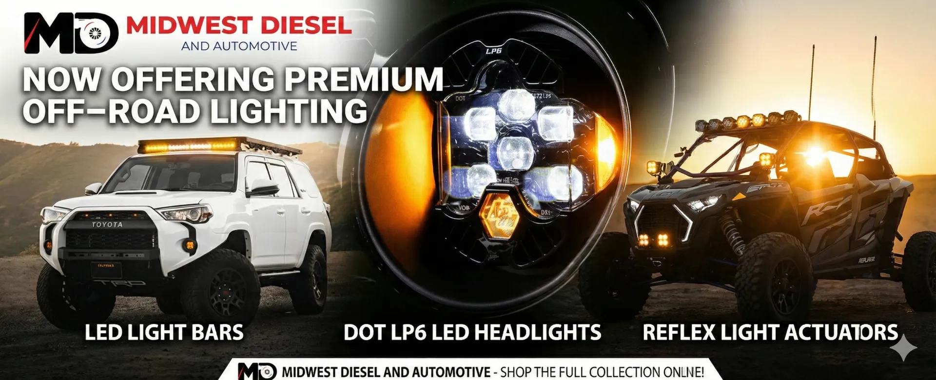 Midwest Diesel & Automotive now offering Baja Designs LED light bars, LP6 headlights and light actuators